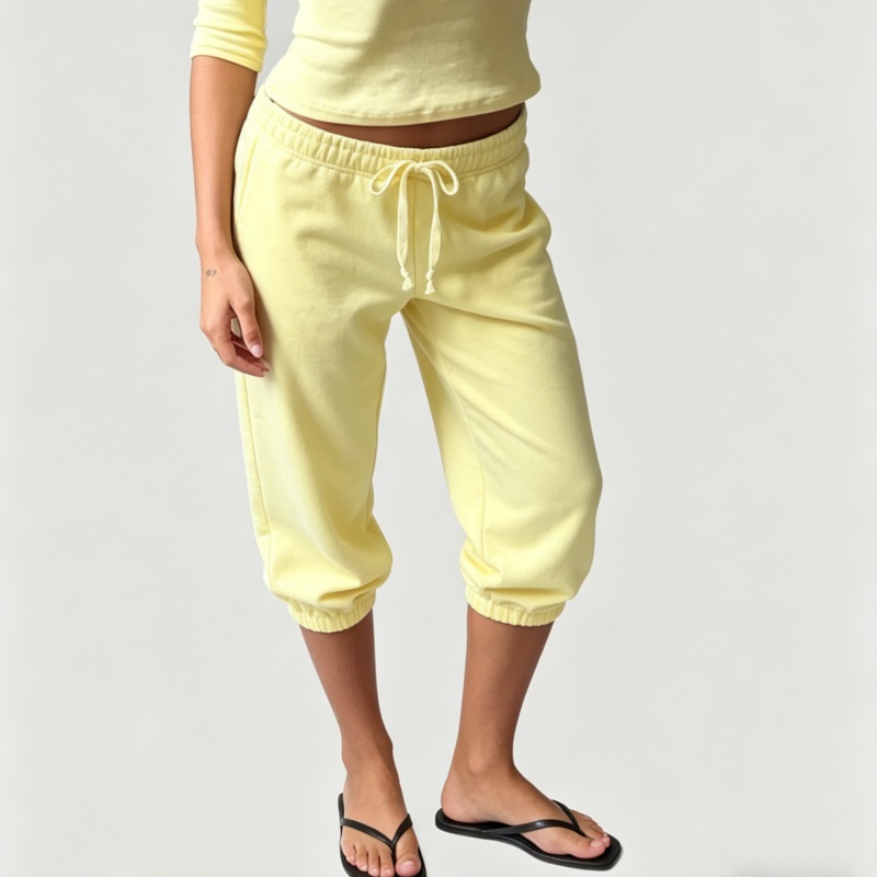 Women Shoes Joggers - Damen-Jogginghose, Capri-Hose, lässig, einfarbig, elastische Taille,