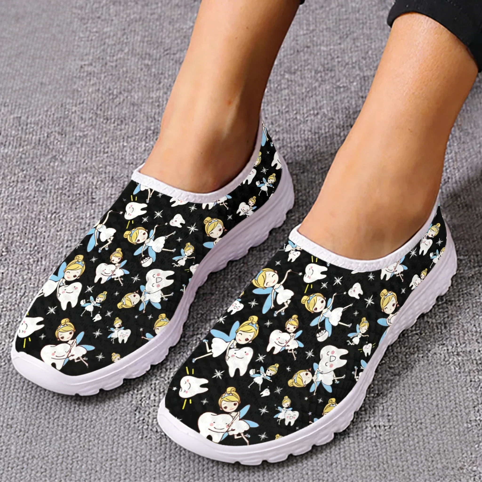 Women Shoes Tennis - Niedliche Cartoon-Krankenschwester-Elfen-/Zahn-Mesh-Sneaker, hochwertige Sneaker für Damen,