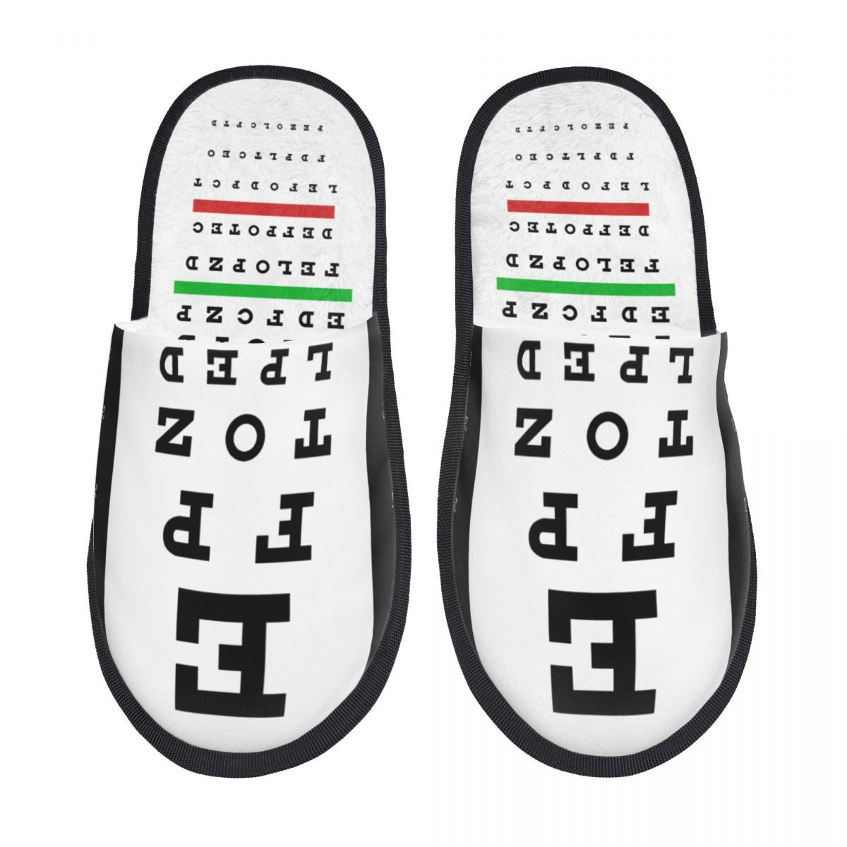 Shoes Women Chart - Maßgefertigte Snellen-Sehtest-Muster Memory-Schaum Hausschuhe für Damen,