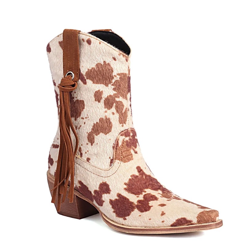 Women'S Shoes Big Feet - Neue Vintage Spitze Zehen Rosshaar Cowboy