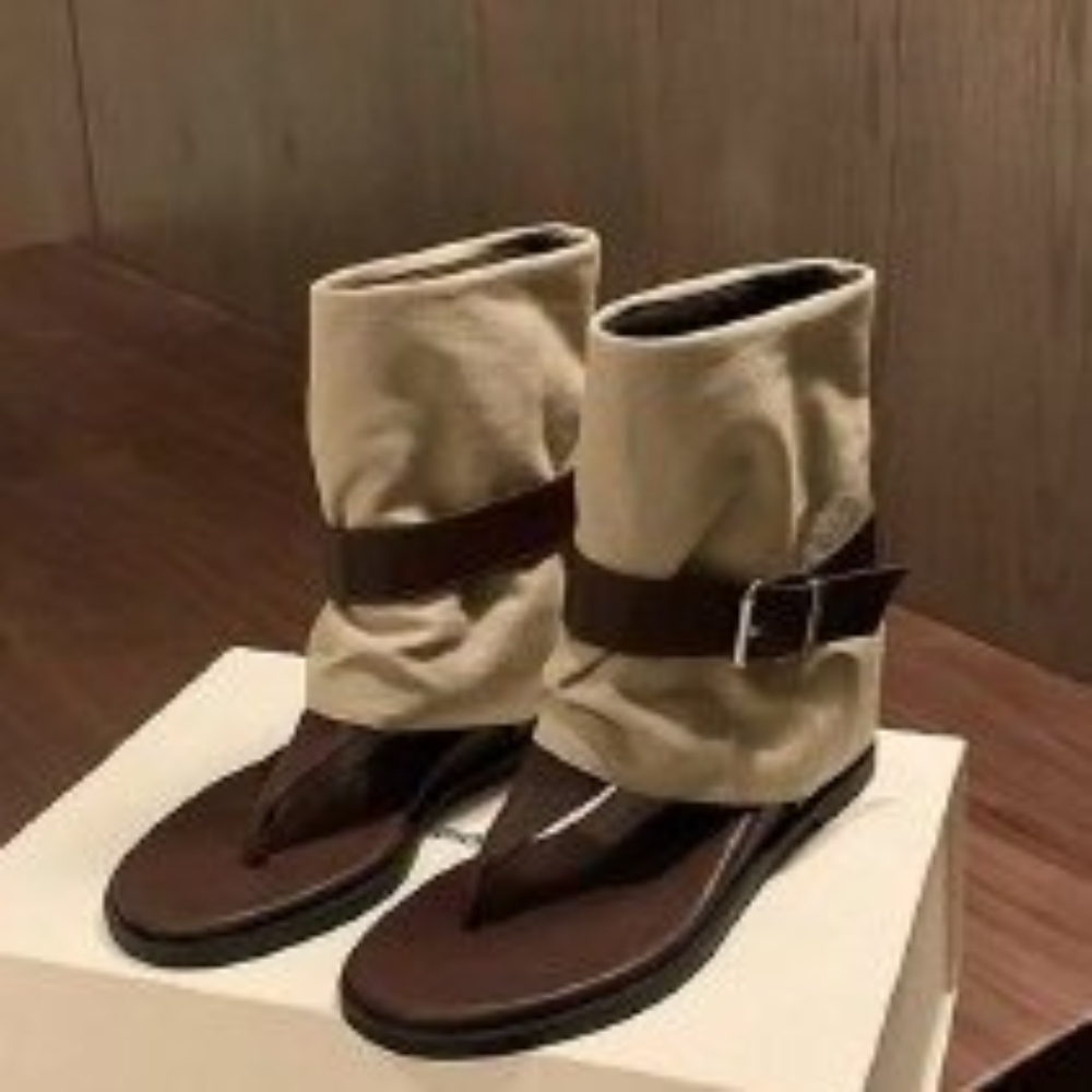 Women Shoes Boots - Vintage Color-Block Zehenring-Sandalen für Damen, römische